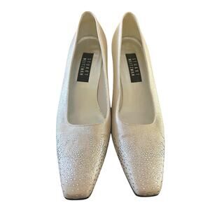 Stuart Weitzman VTG 90s Rhinestone Gold Metallic Heel Women's 8.5 Leather Sole